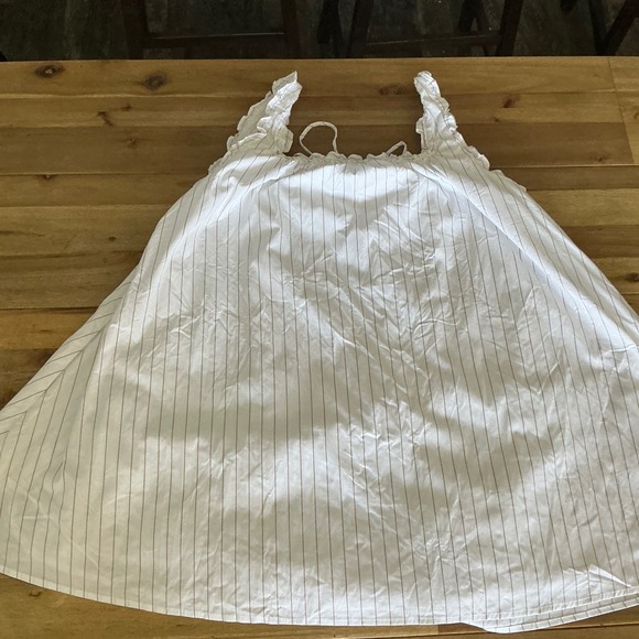 Princess Polly Swing Mini Dress Pinstripe Ruffle Off Shoulder Women's Size 10 - Picture 7 of 8